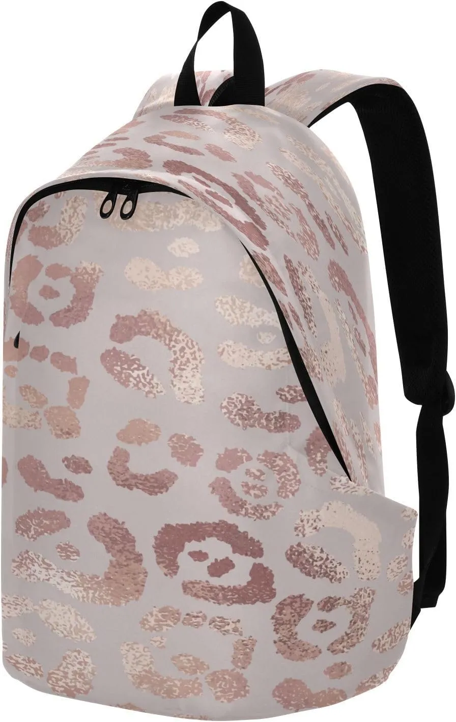 Travel Backpack Laptop Backpack College Computer Bag Gift Leopard Print Cheetah Rose Gold for Men & Women