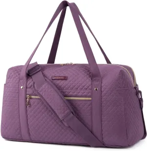 Travel Duffle Bag, BAGSMART 31L Quilted Weekender Overnight Bag for Women with Laptop Compartment, Large Carry On Airport Bag with Wet Pocket & Shoe Bag for Business Trips, Sports (Purple)