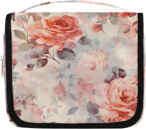 Travel Hanging Toiletry Bag for Women Men All Kinds Of Vintage Rose Flowers Cosmetic Bag Waterproof Makeup Organizer for Accessories, Shampoo, Full Sized Container, Toiletries for Bathroom Shower