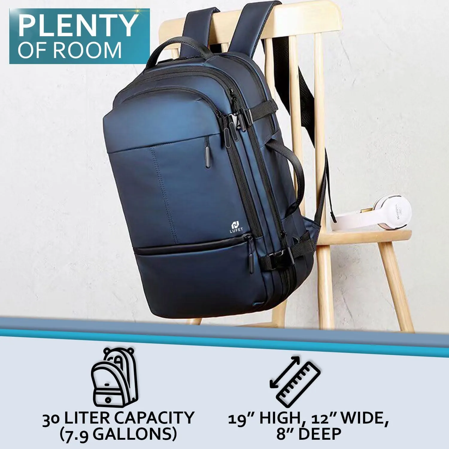 Travel Laptop Backpack, for 16' Laptop computer, Carry on bag, for Women and Men, College Students, Work, Business (Travel Laptop Backpack (Blue))