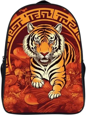 Travel Laptop Backpack for Men Women Prosperity in The Year of The Tiger Backpack Computer Bag Carry on Daypack for Picnic