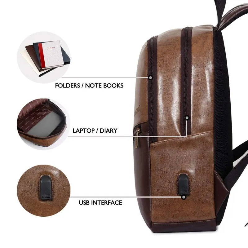 Travel Laptop Backpack - Spacious Compartments, USB Interface | 14 inch Laptops | Peanut Brown