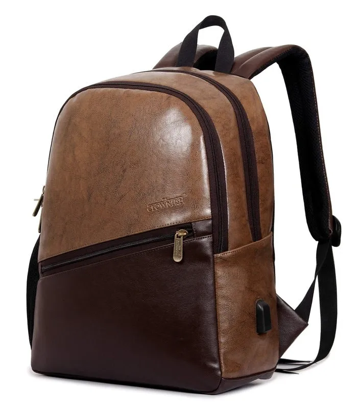 Travel Laptop Backpack - Spacious Compartments, USB Interface | 14 inch Laptops | Peanut Brown