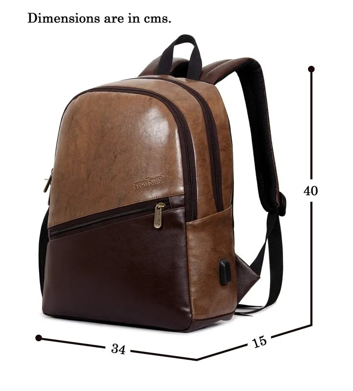 Travel Laptop Backpack - Spacious Compartments, USB Interface | 14 inch Laptops | Peanut Brown