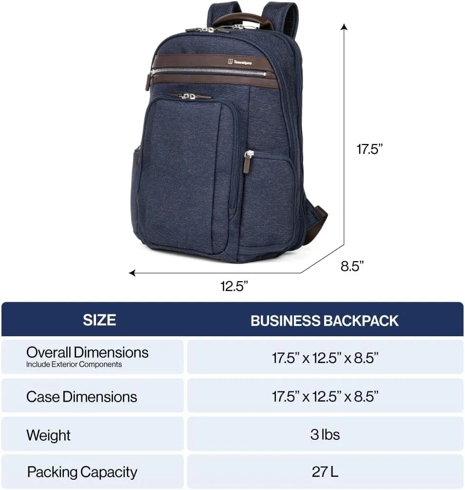 Travelpro Platinum Elite Business Laptop Travel Backpack, Fits up to 16 Inch Laptop, Water Resistant, Men and Women, Navy Camouflage