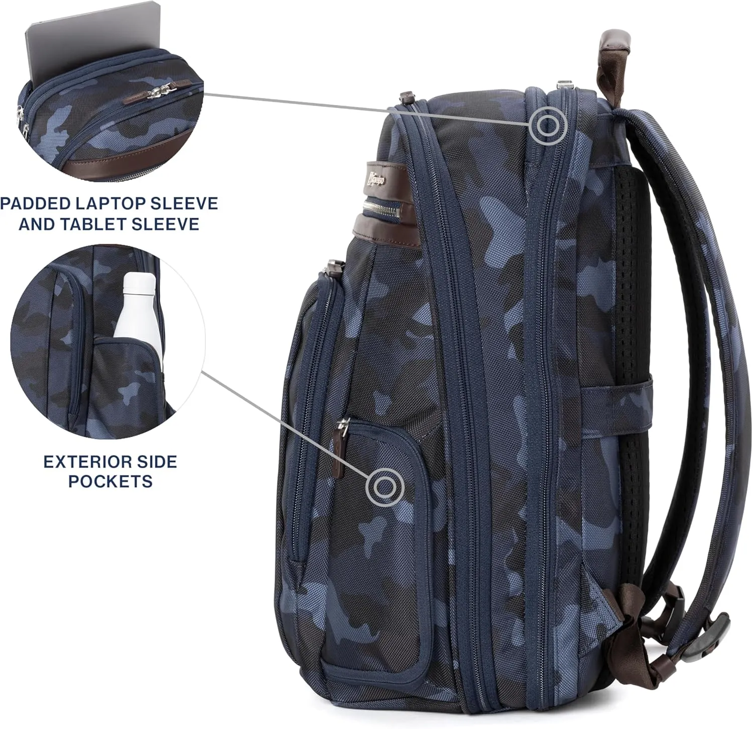 Travelpro Platinum Elite Business Laptop Travel Backpack, Fits up to 16 Inch Laptop, Water Resistant, Men and Women, Navy Camouflage