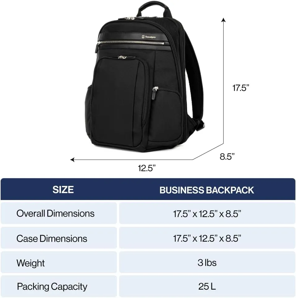 Travelpro Platinum Elite Business Laptop Travel Backpack, Fits up to 16 Inch Laptop, Water Resistant, Men and Women, Vintage Grey