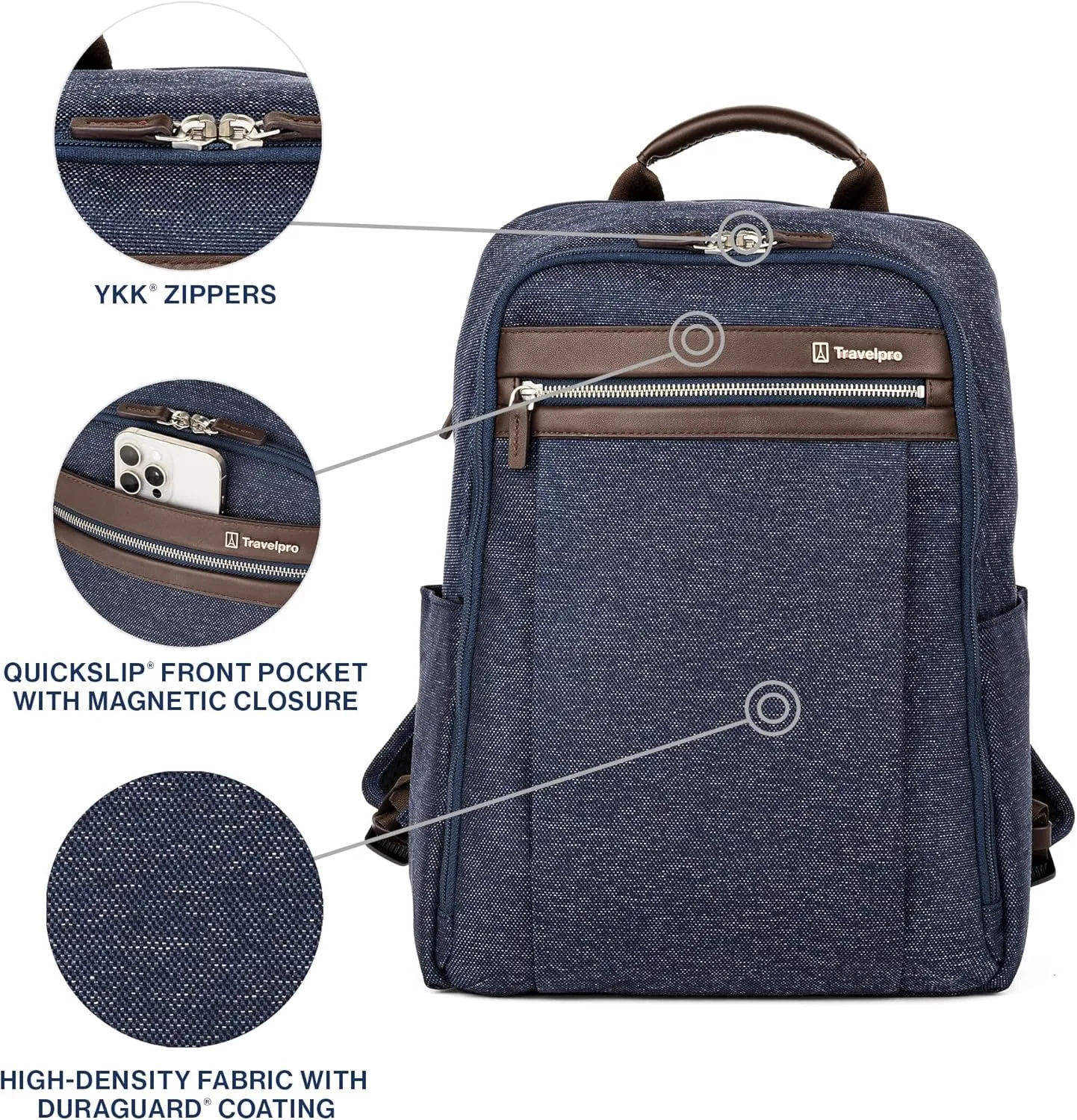 Travelpro Platinum Elite Slim Laptop Travel Backpack, Fits up to 16 Inch Laptop, Business, Water Resistant, Men and Women, True Navy Blue