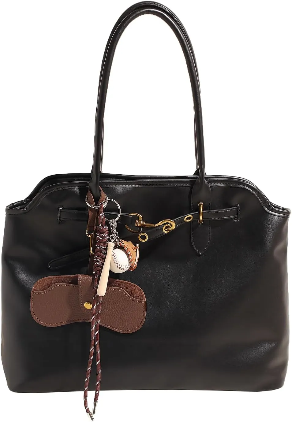 Trendy Tote Bag for Women PU Leather Vintage Work Tote Top Handle Travel Handbag