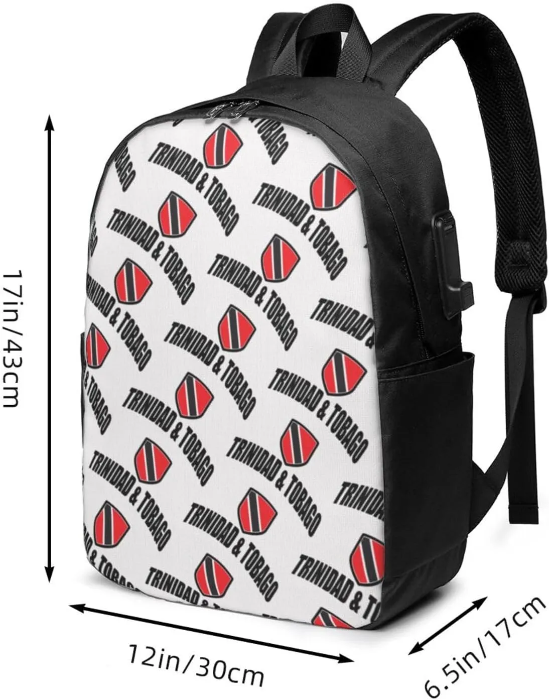 Trinidad Tobago Sport With Patriotic Flag Laptop Backpacks Travel Backpack Casual Business Daypack Sport Rucksack Computer Bag Fits up to 17 Inch Notebook with USB Port