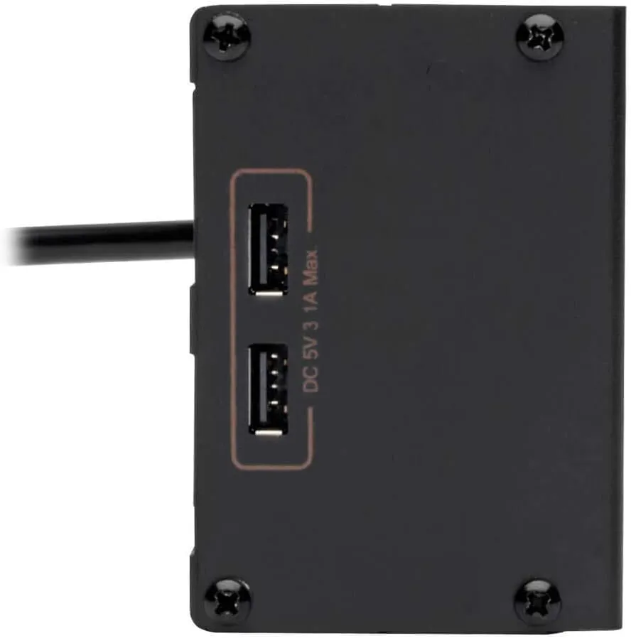 Tripp Lite Isobar 6 Outlet Surge Protector Power Strip with 2 USB Charging Ports,10ft Long Cord,Right-Angle Plug, Metal, 3840 Joules,Lifetime Limited Warranty & $50K Insurance (IBAR6ULTRAUSBB)Black