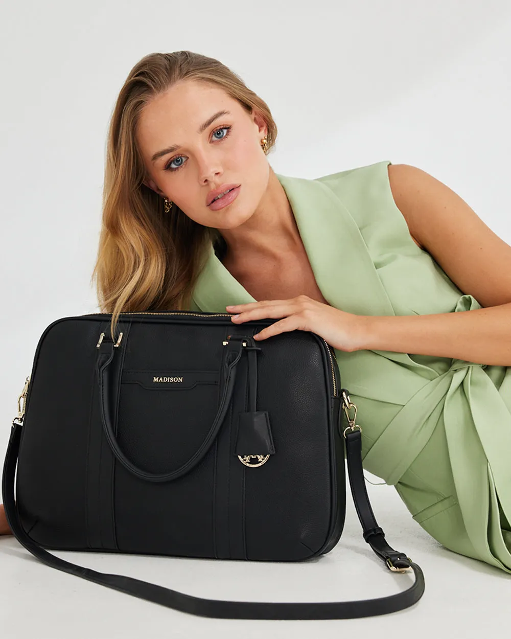 Trudi Double Zip Top Laptop Work Bag with Crossbody Strap