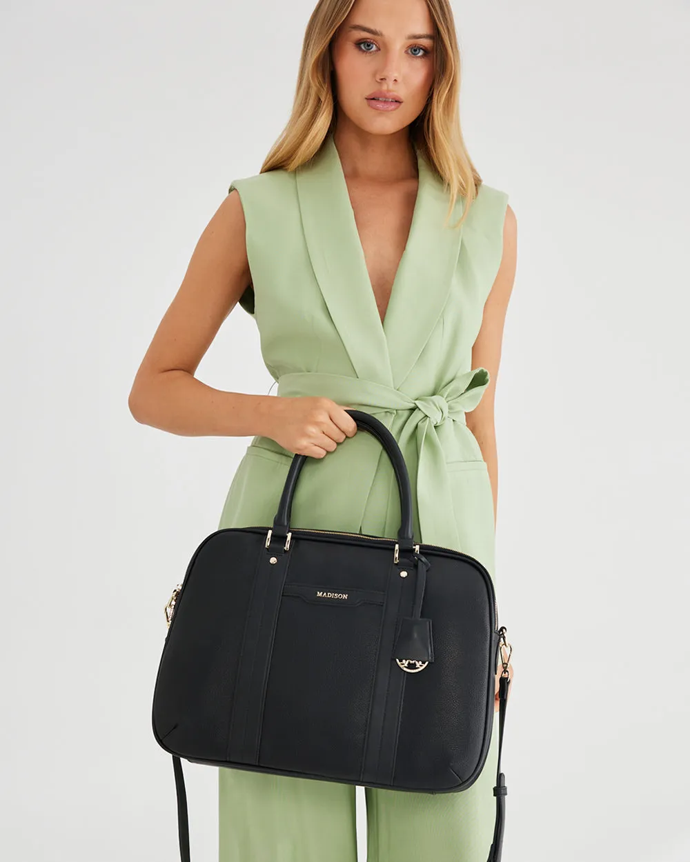 Trudi Double Zip Top Laptop Work Bag with Crossbody Strap