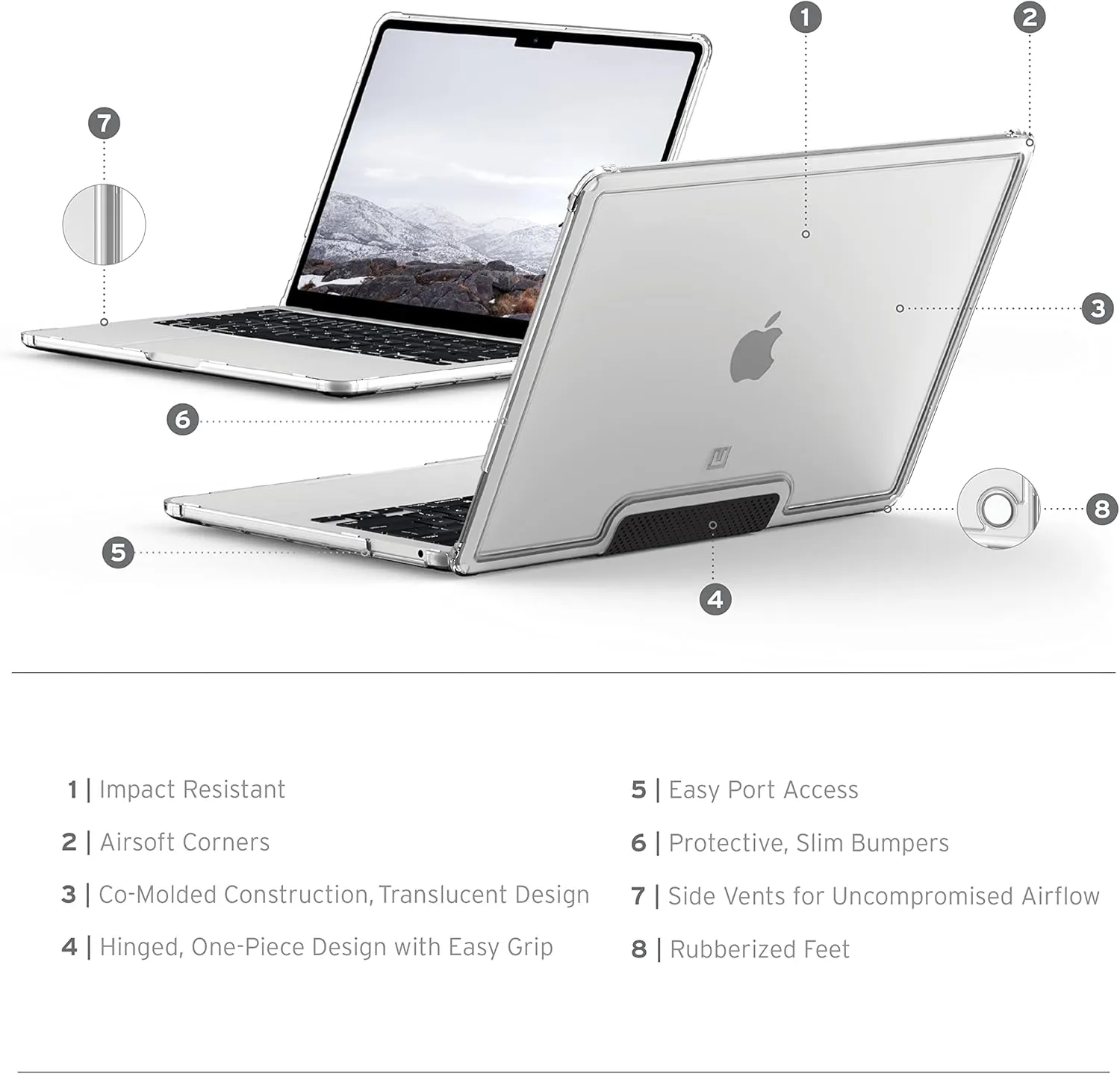 [U] by UAG Designed for MacBook Pro 13" Case 2020-2021 M1, 2022 M2 (A2289, A2251, A2338) Lucent Ice/Black, Translucent Durable Lightweight Impact Resistant Laptop Protective Cover by URBAN ARMOR GEAR
