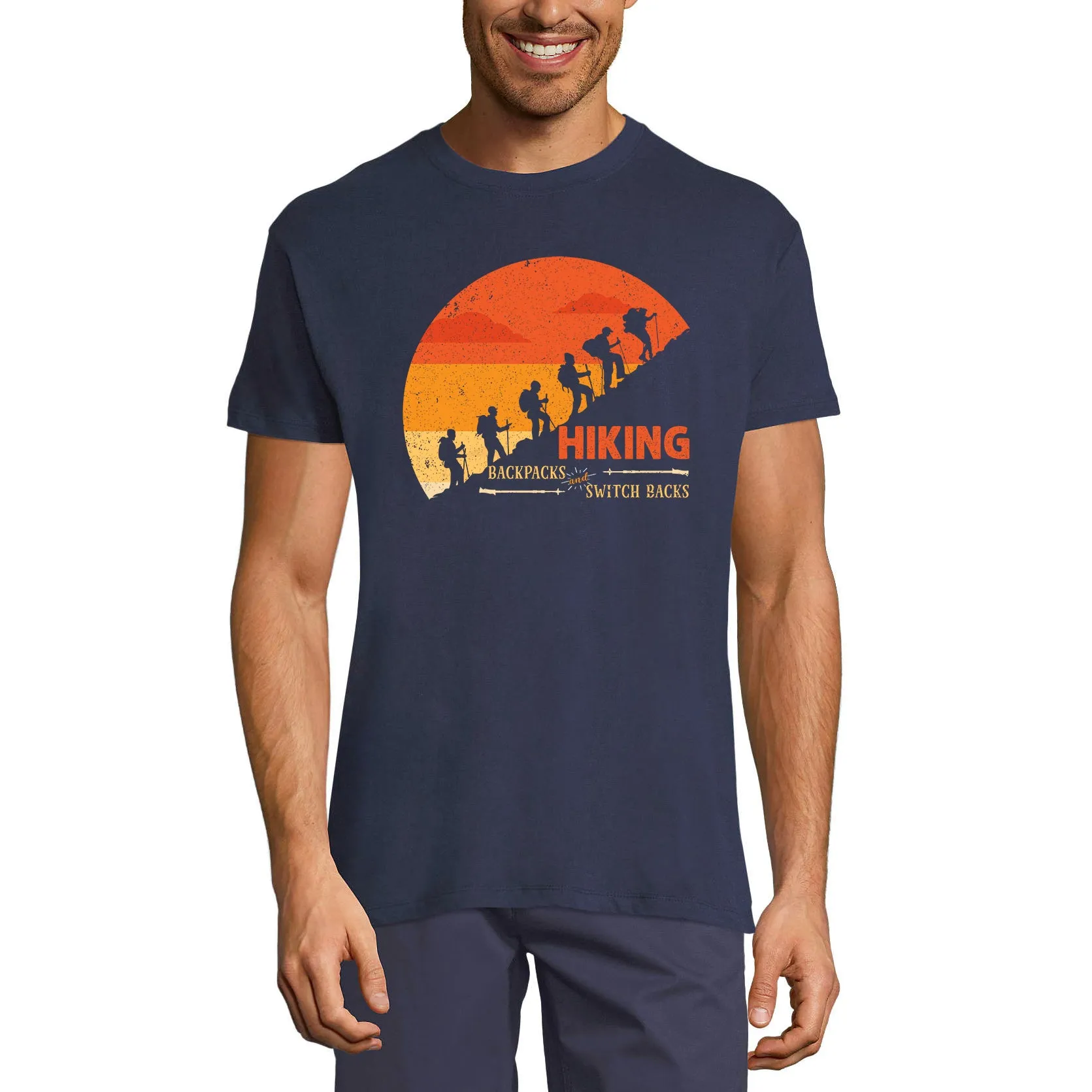 ULTRABASIC Men's T-Shirt Hiking Backpacks and Switch Backs - Mountain Hiker Tee Shirt
