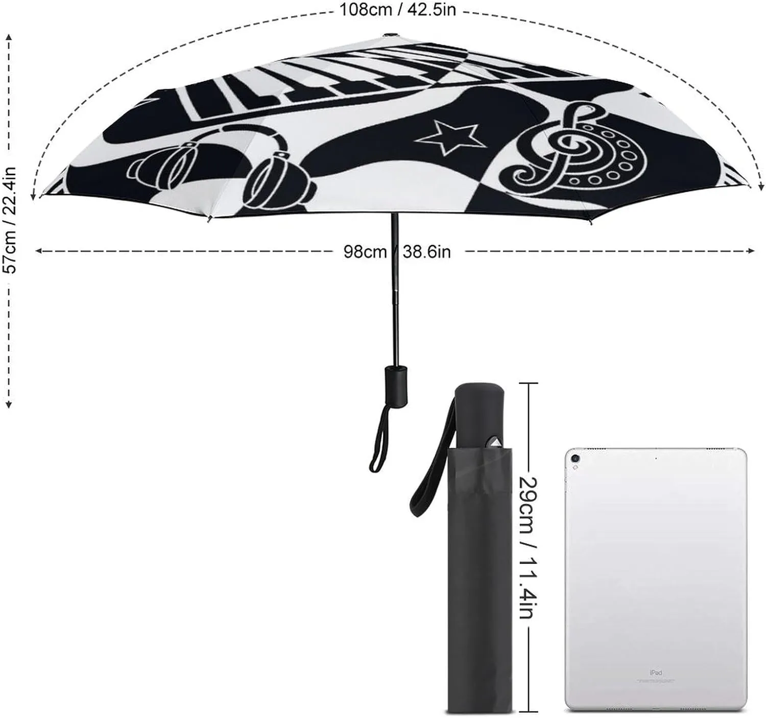 Umbrella Compact Folding Wooded Hunting Travel Umbrella Auto Open And Close for Windproof, Rainproof
