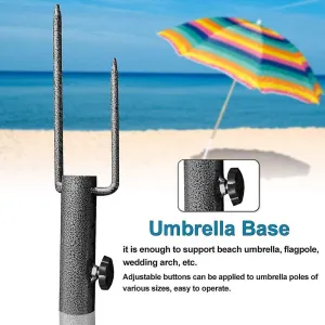 Umbrella Ground Spike Parasol Stand Holder, Metal Outdoor Stand Beach Insert Plu