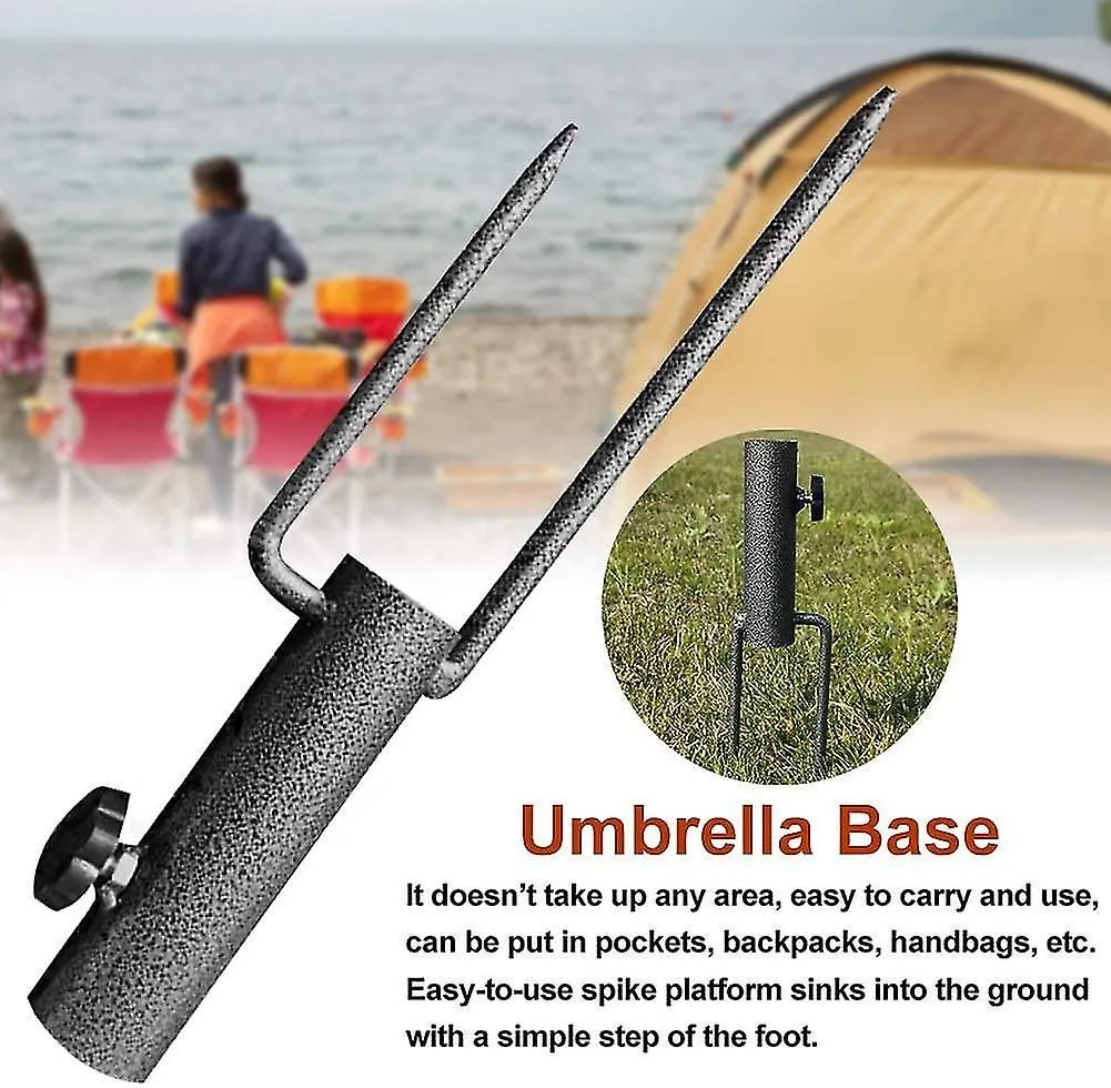 Umbrella Ground Spike Parasol Stand Holder, Metal Outdoor Stand Beach Insert Plu