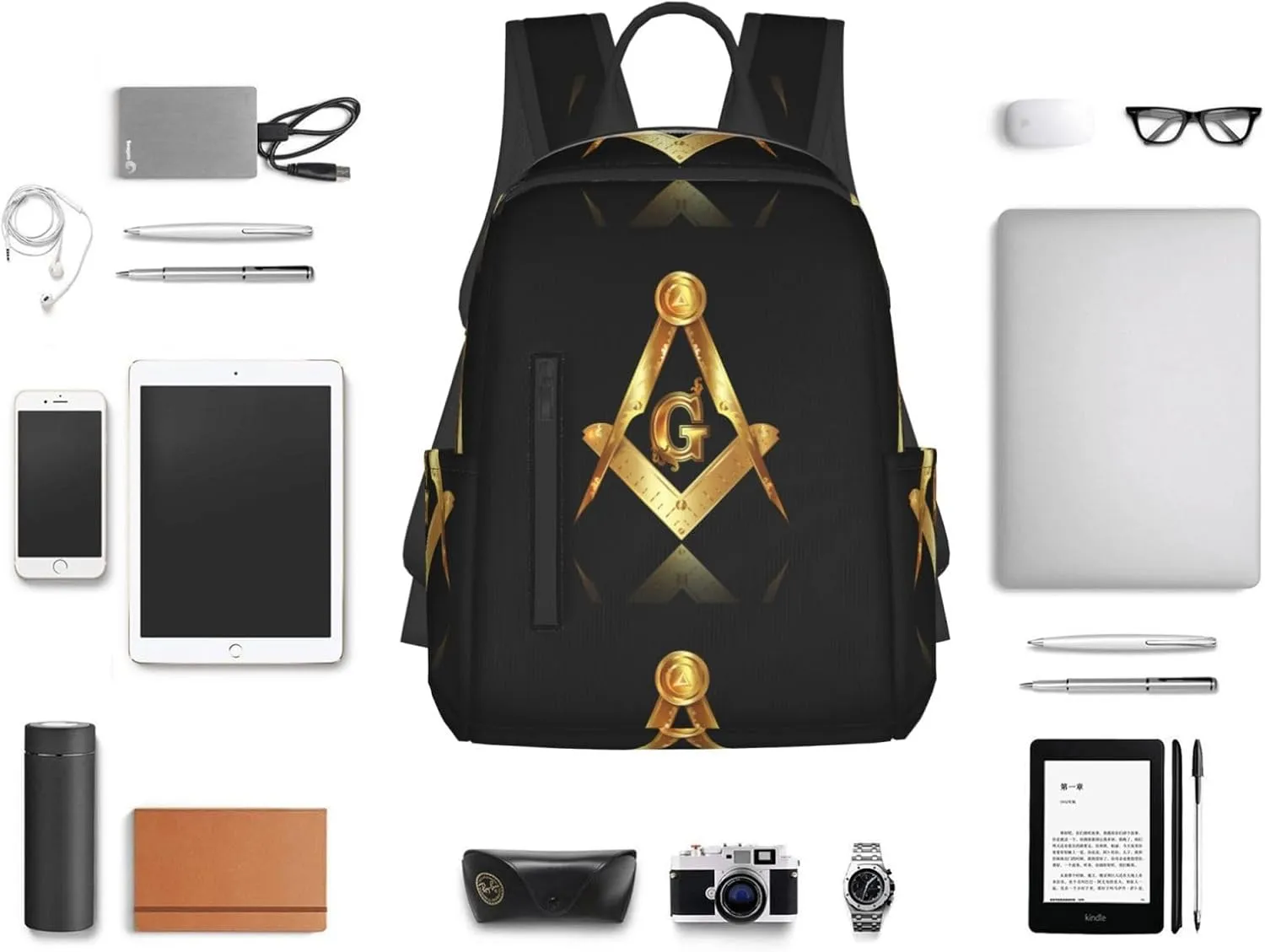 Unisex multi-function backpack casual daypacks beach bag daypack (for Gold Freemason Freemasonry Masonic)