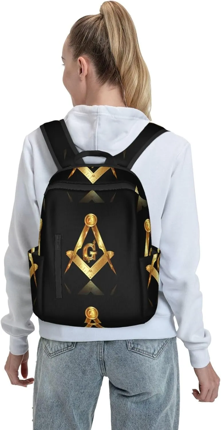 Unisex multi-function backpack casual daypacks beach bag daypack (for Gold Freemason Freemasonry Masonic)