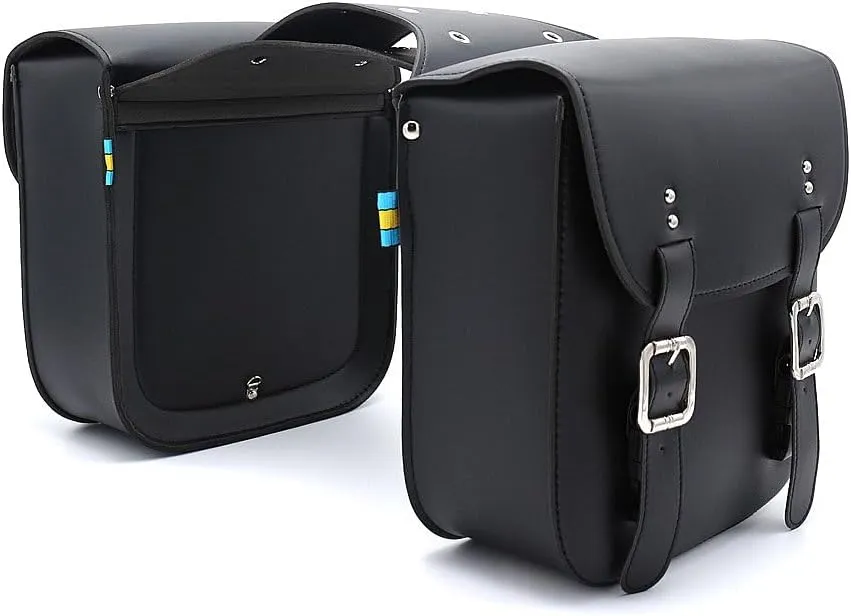 UNISTRENGH Retro Pannier Rack Bag Double for Bicycle - Leather PU Waterproof Side Bags for Pannier Rack (Black)