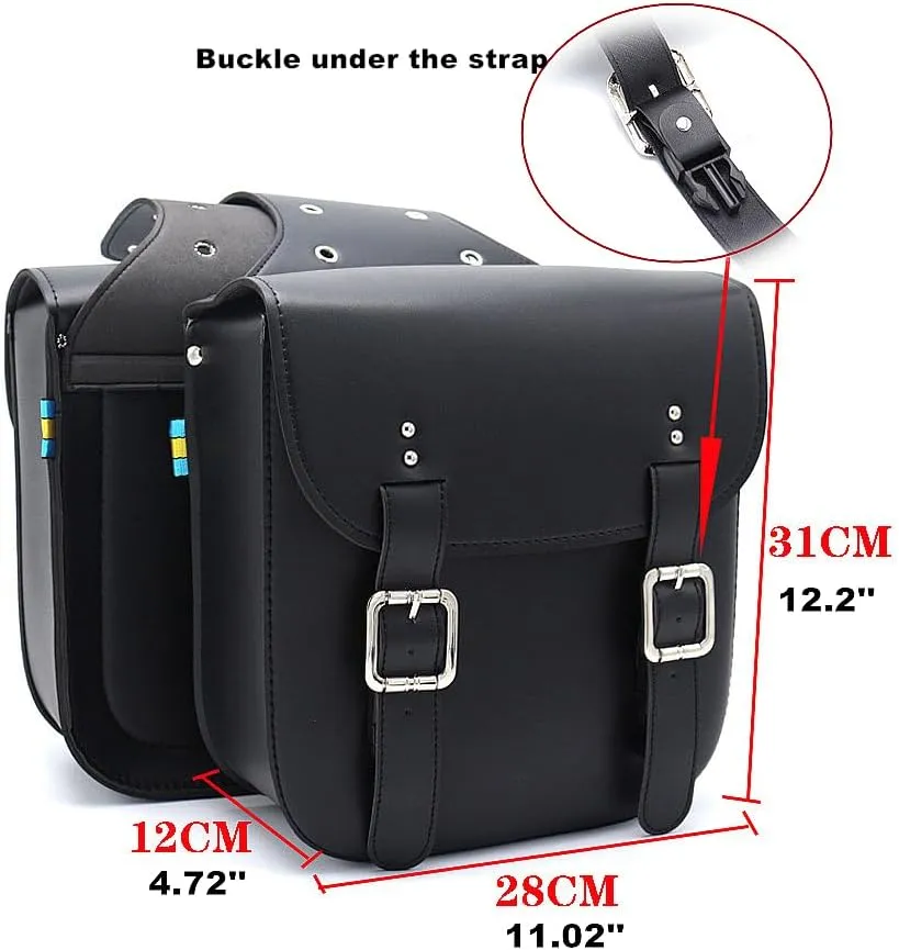 UNISTRENGH Retro Pannier Rack Bag Double for Bicycle - Leather PU Waterproof Side Bags for Pannier Rack (Black)