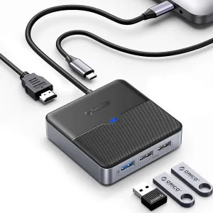 USB C Hub, ORICO 5 in 1 USB C Docking Station with 4K HDMI, 60W PD Charging, USB Port 5 Gbps, 2 USB Port 480Mbps, Type C Multiport Adapter for MacBook Pro iPad Lenovo Dell Hp Laptop