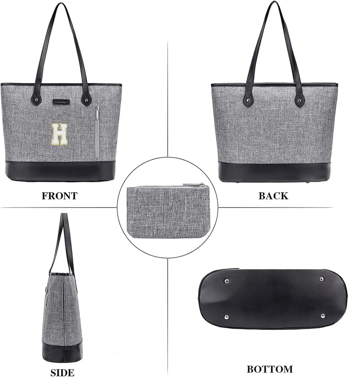 UTOTEBAG Laptop Tote Bag for Women 15.6 Inch Waterproof Leather Computer Work Bags Initial Business Briefcase Gifts for Women