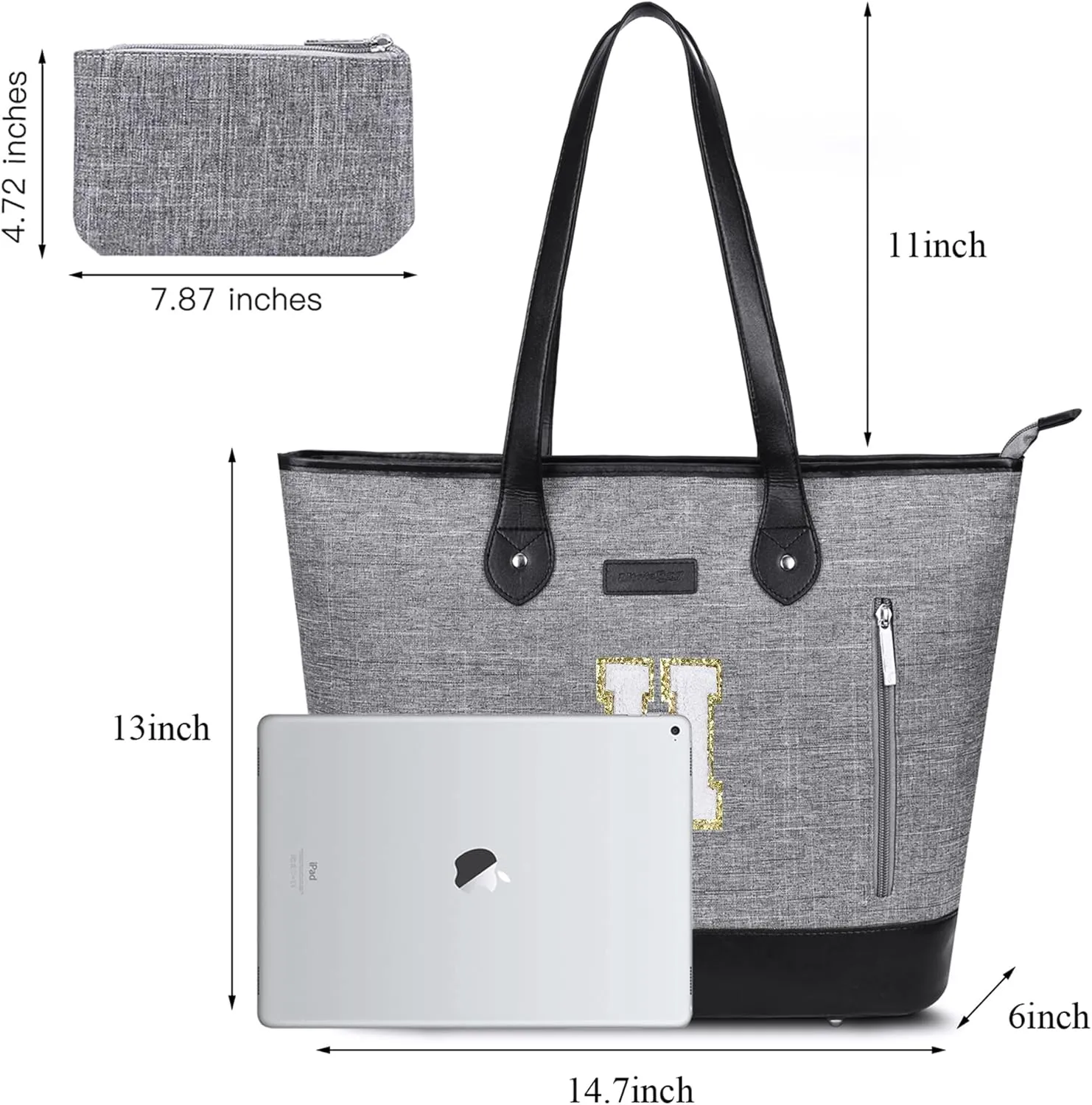 UTOTEBAG Laptop Tote Bag for Women 15.6 Inch Waterproof Leather Computer Work Bags Initial Business Briefcase Gifts for Women