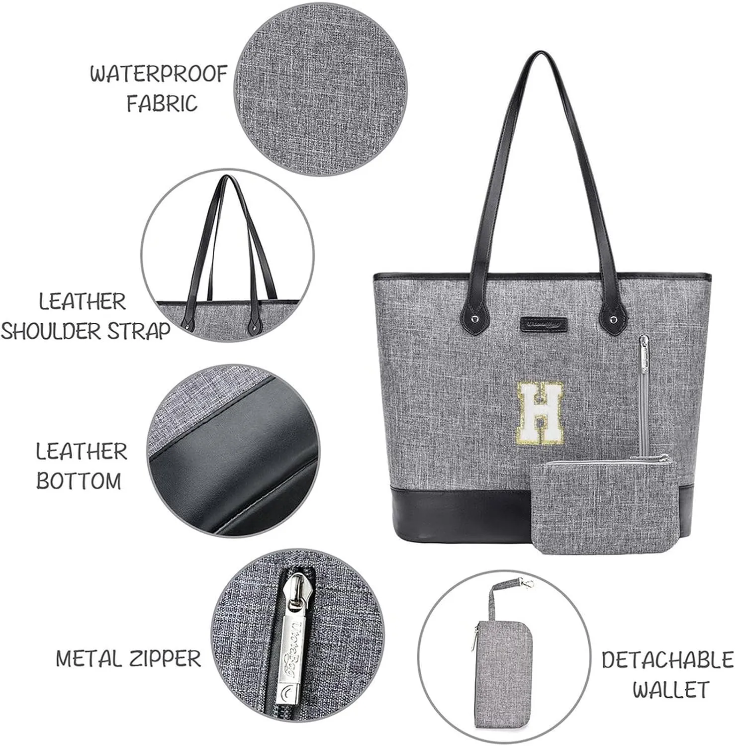 UTOTEBAG Laptop Tote Bag for Women 15.6 Inch Waterproof Leather Computer Work Bags Initial Business Briefcase Gifts for Women