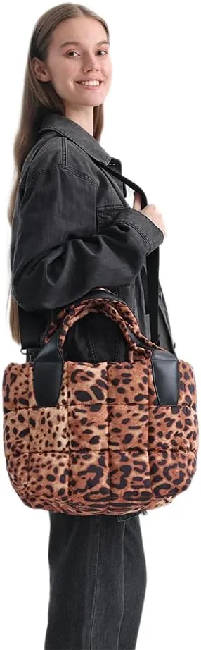 VAKAER Tote Bag with Zipper, Puffer Bag Women Padded Purse with Adjustable Strap Shoulder Crossbody Bag for Travel Work Gym