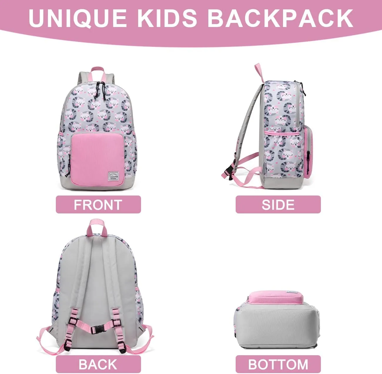 VASCHY Kids backpacks, Cute Lightweight Water Resistant Preschool Backpack for Boys and Girls Chest Strap