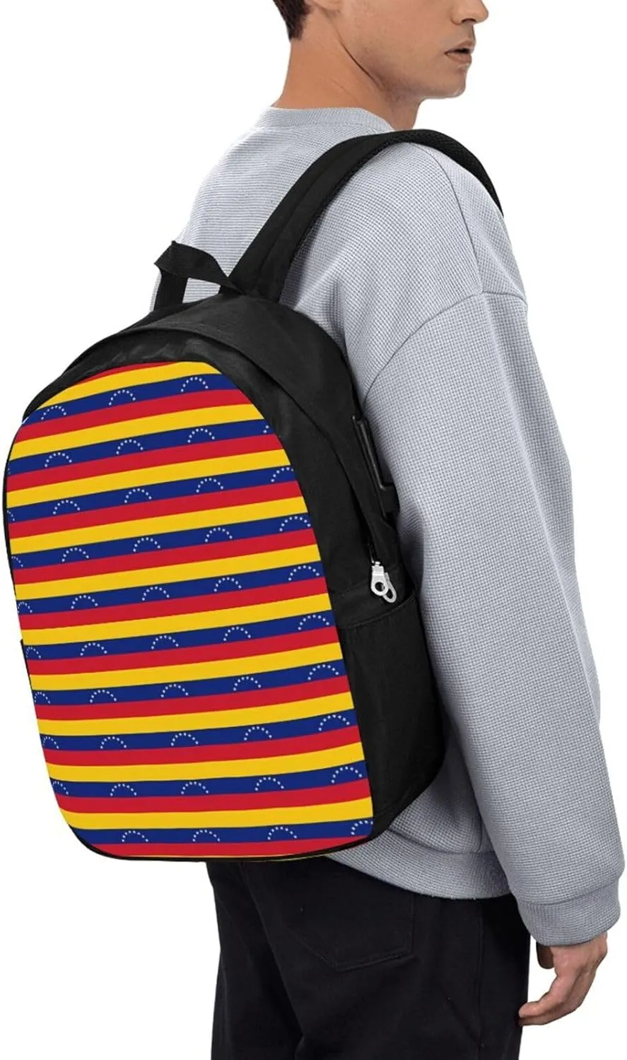 Venezuelan Venezuela Flag Stripe Laptop Backpacks Travel Backpack Casual Business Daypack Sport Rucksack Computer Bag Fits up to 17 Inch Notebook with USB Port