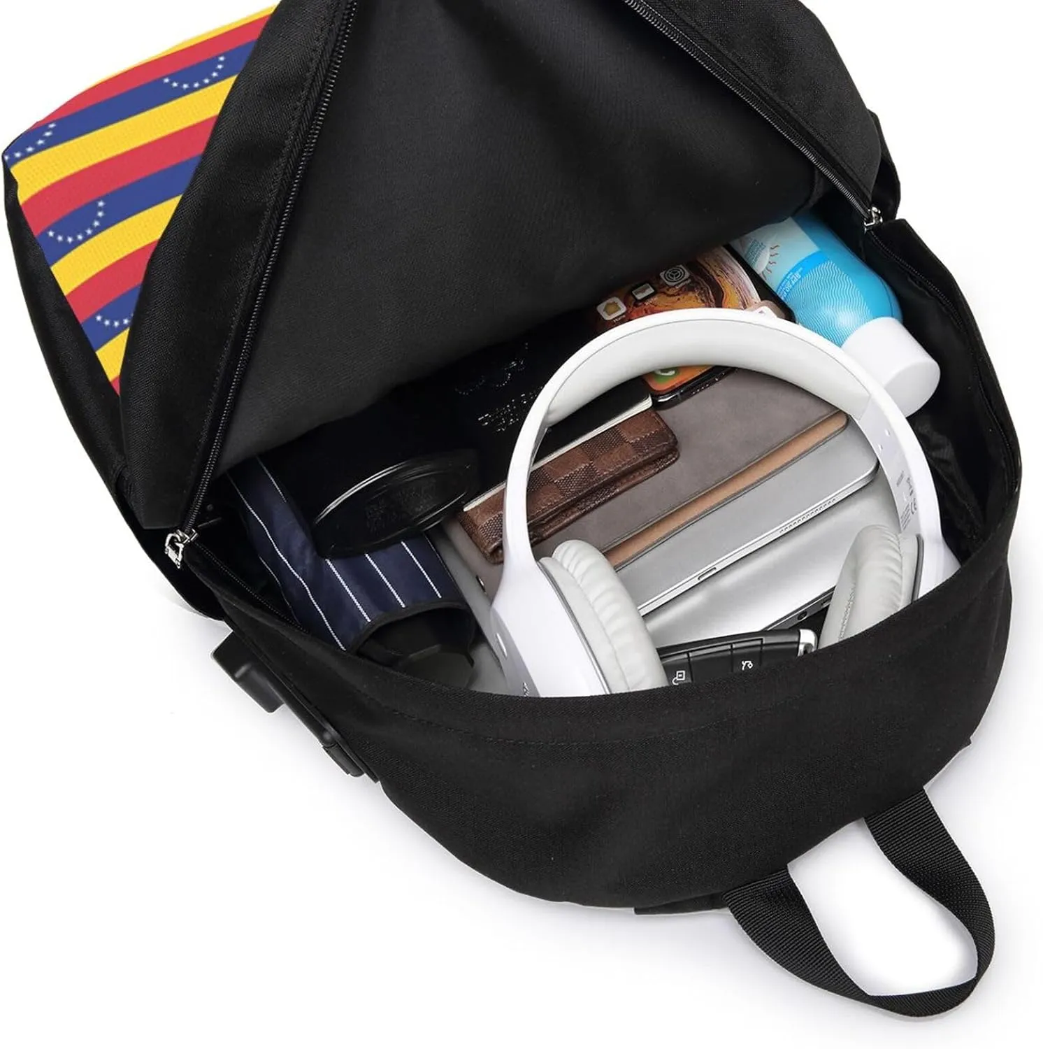 Venezuelan Venezuela Flag Stripe Laptop Backpacks Travel Backpack Casual Business Daypack Sport Rucksack Computer Bag Fits up to 17 Inch Notebook with USB Port