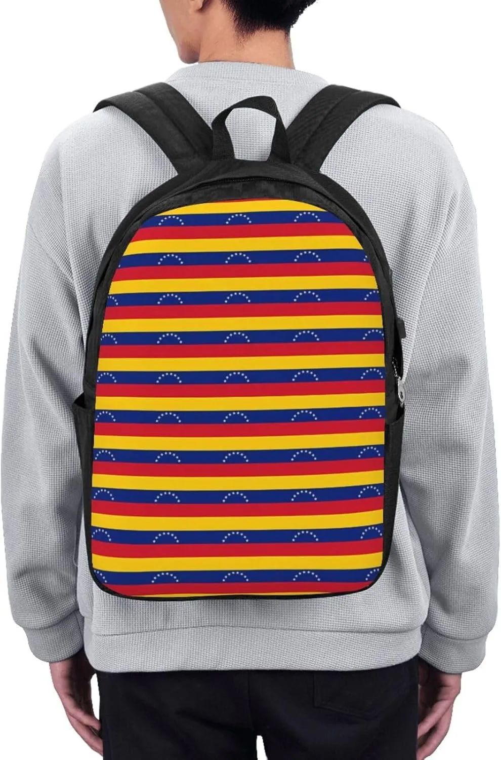 Venezuelan Venezuela Flag Stripe Laptop Backpacks Travel Backpack Casual Business Daypack Sport Rucksack Computer Bag Fits up to 17 Inch Notebook with USB Port