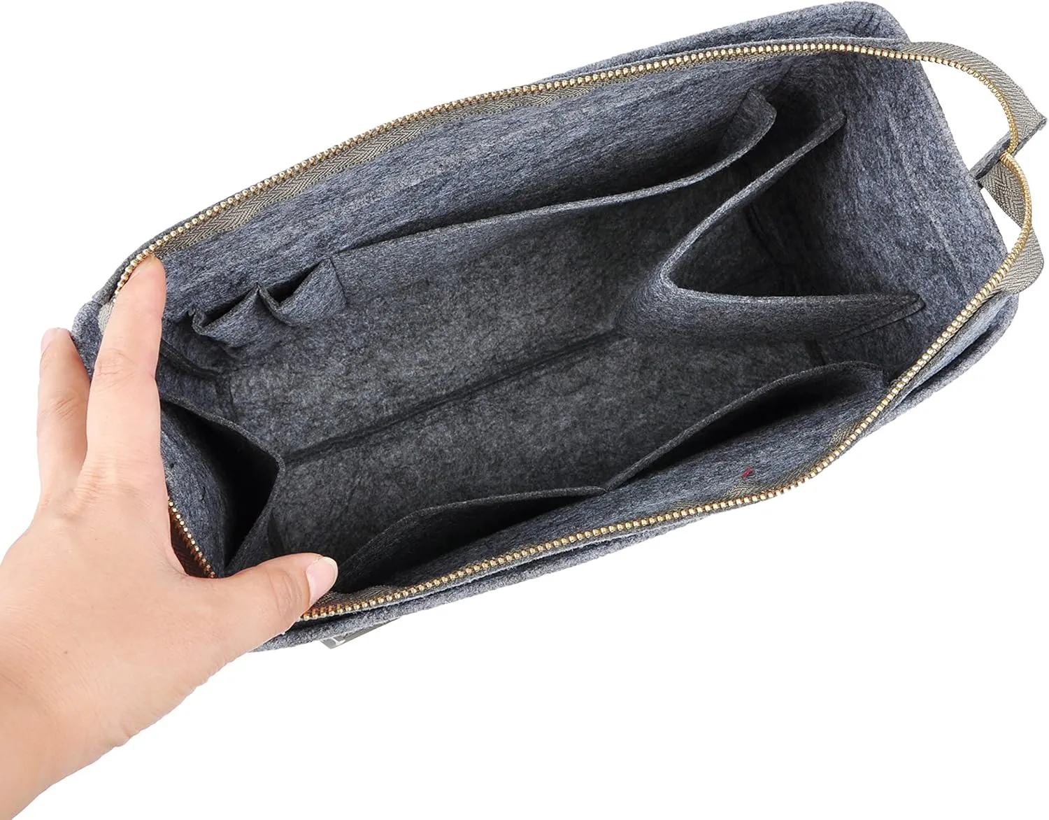 Vercord Felt Zipper Handbag Tote Purse Duffel Backpack Organizer Insert Dark Grey Small