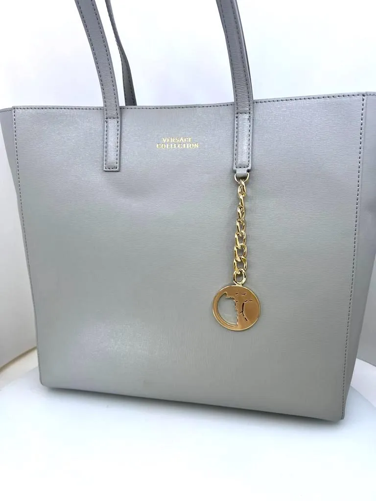 VERSACE COLLECTION SAFFIANO LEATHER TOTE BAG