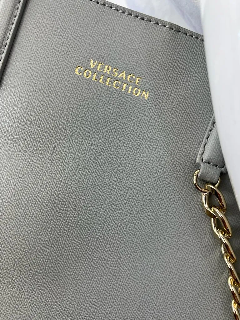 VERSACE COLLECTION SAFFIANO LEATHER TOTE BAG