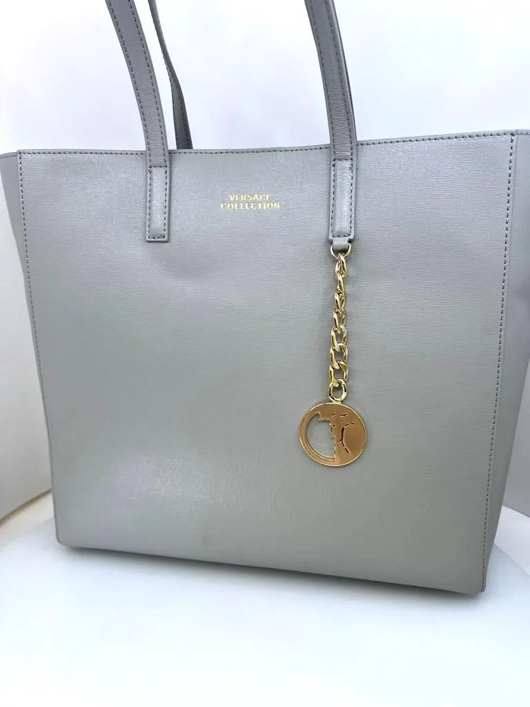 VERSACE COLLECTION SAFFIANO LEATHER TOTE BAG