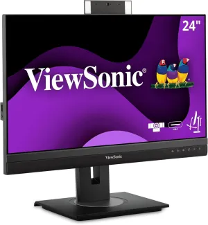 ViewSonic VG2456V 24 Inch 1080p Video Conference Monitor with Webcam, 2 Way Powered 90W USB C, Docking Built-in, Gigabit Ethernet RJ45, 40 Degree Tilt Ergonomics