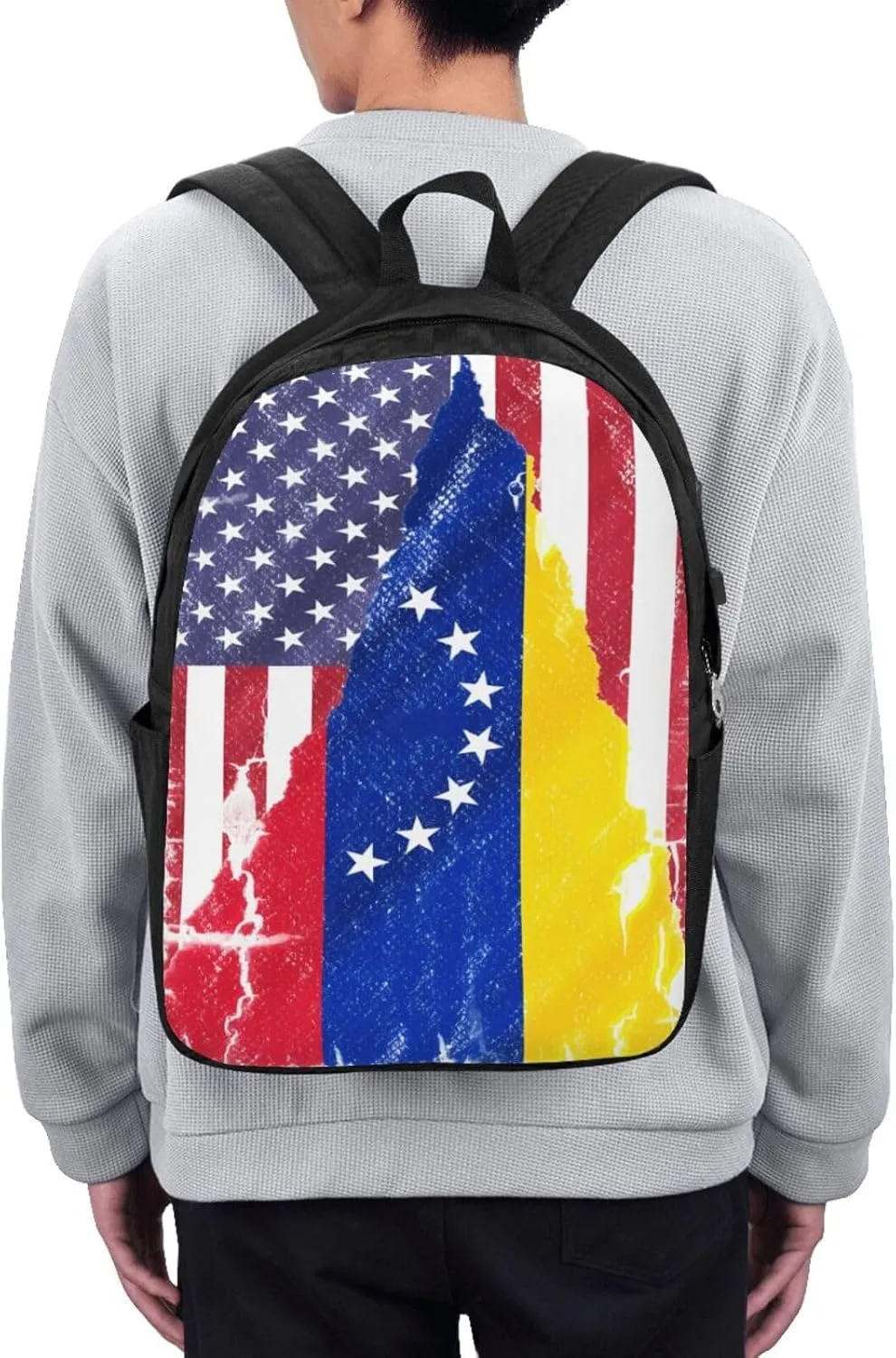 Vintage American Venezuelan Venezuela Flag Laptop Backpacks Travel Backpack Casual Business Daypack Sport Rucksack Computer Bag Fits up to 17 Inch Notebook with USB Port