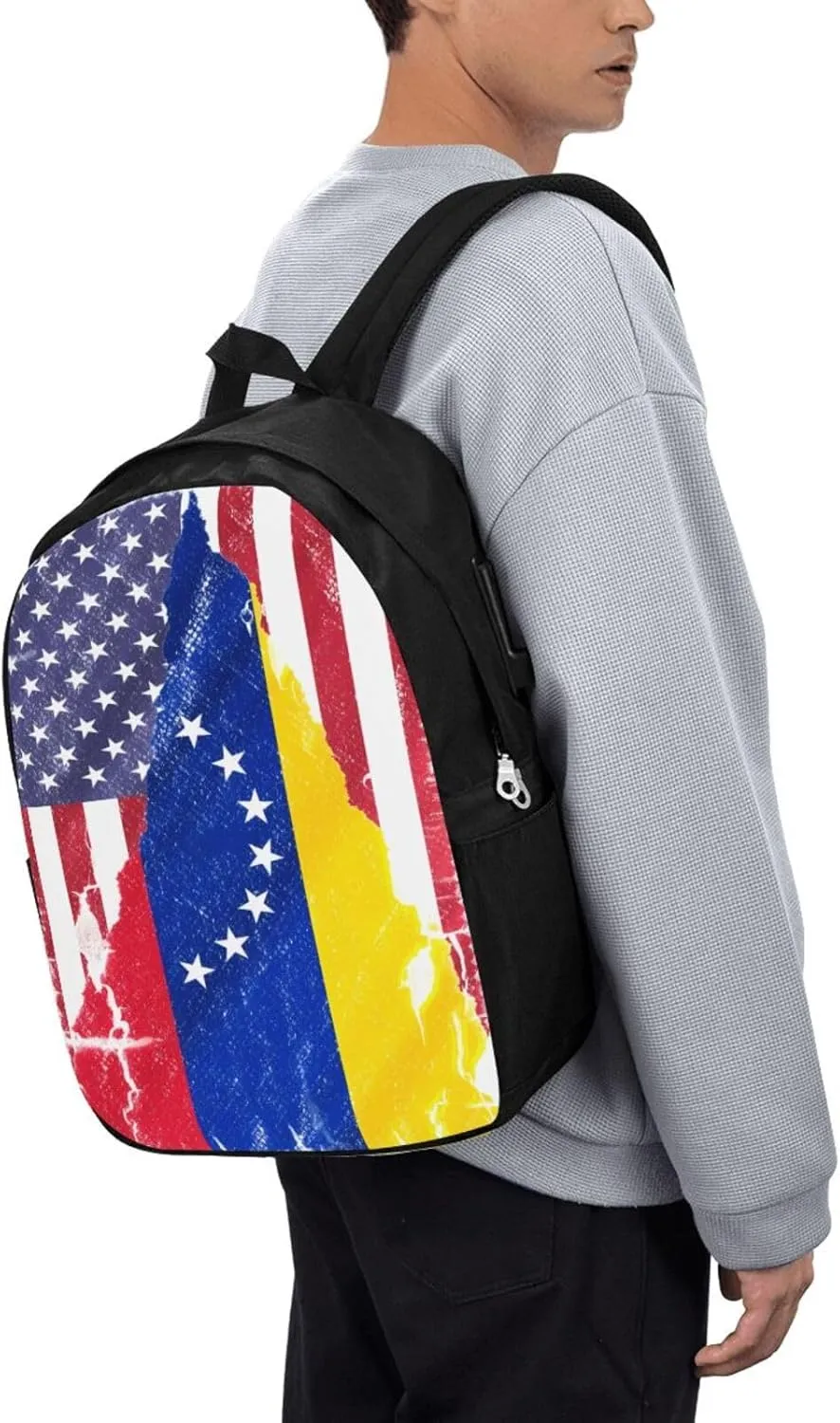 Vintage American Venezuelan Venezuela Flag Laptop Backpacks Travel Backpack Casual Business Daypack Sport Rucksack Computer Bag Fits up to 17 Inch Notebook with USB Port