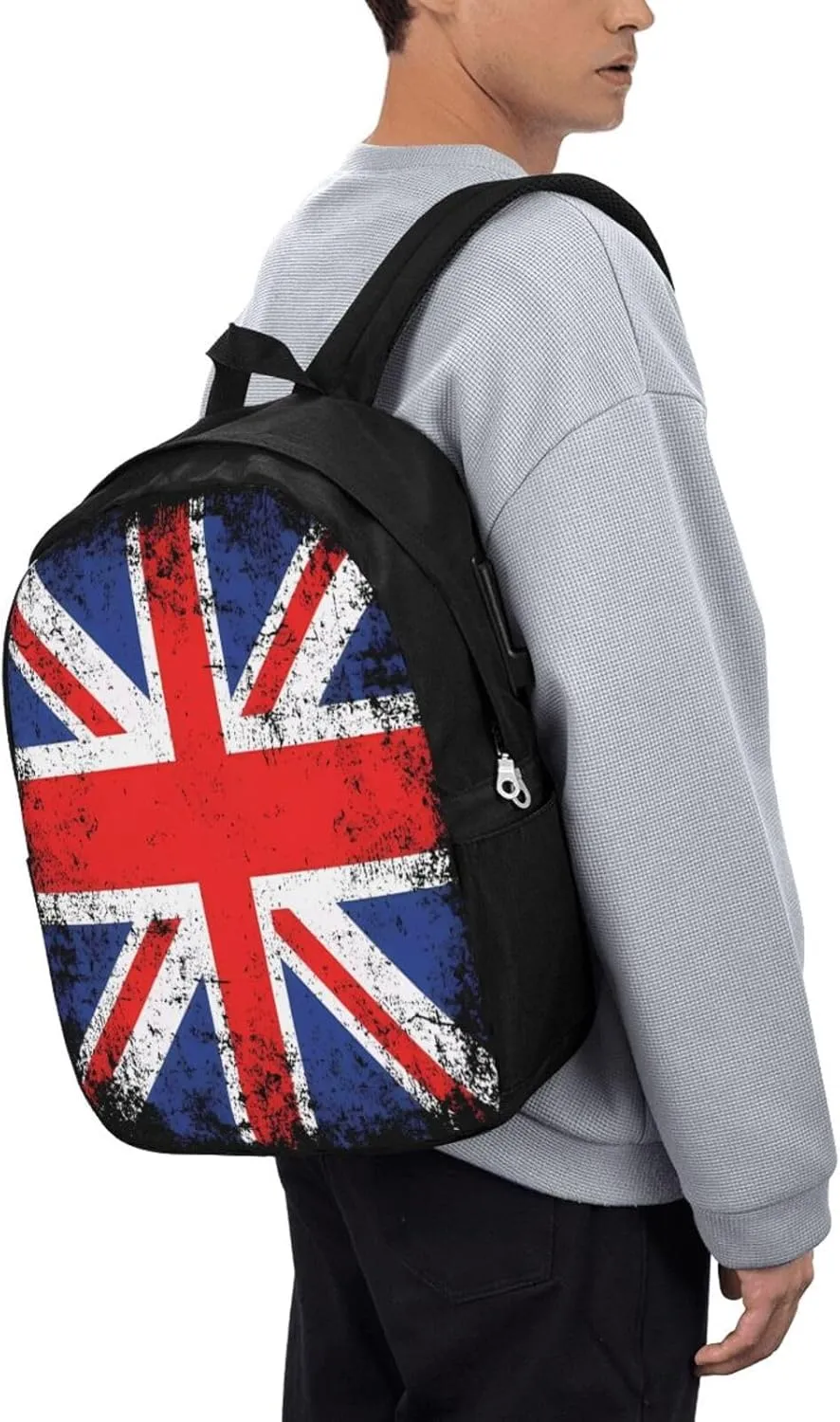 Vintage British England UK English Flag Laptop Backpacks Travel Backpack Casual Business Daypack Sport Rucksack Computer Bag Fits up to 17 Inch Notebook with USB Port