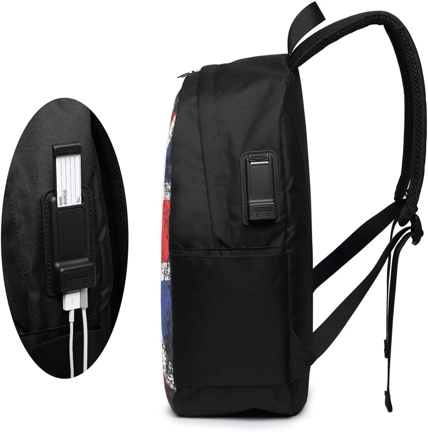 Vintage British England UK English Flag Laptop Backpacks Travel Backpack Casual Business Daypack Sport Rucksack Computer Bag Fits up to 17 Inch Notebook with USB Port
