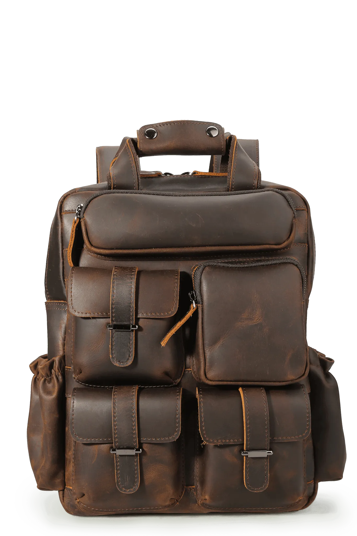 Vintage Crazy Horse Leather Backpack for 17 Inch Laptop