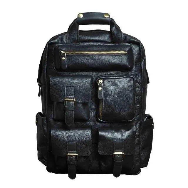 Vintage Crazy Horse Leather Backpack for 17 Inch Laptop