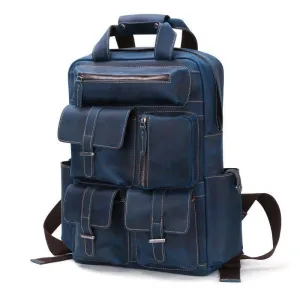 Vintage Crazy Horse Leather Backpack for 17 Inch Laptop