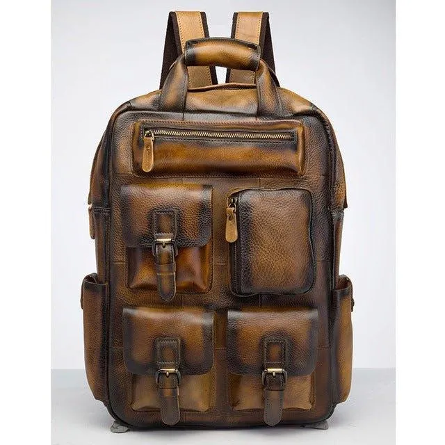 Vintage Crazy Horse Leather Backpack for 17 Inch Laptop