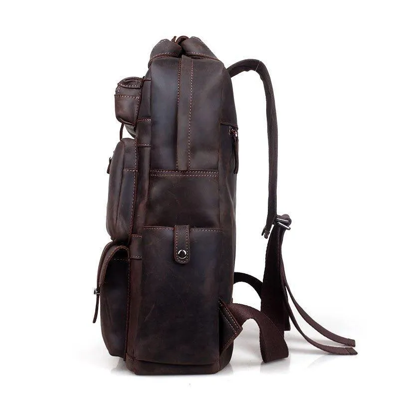 Vintage Crazy Horse Leather Backpack for 17 Inch Laptop