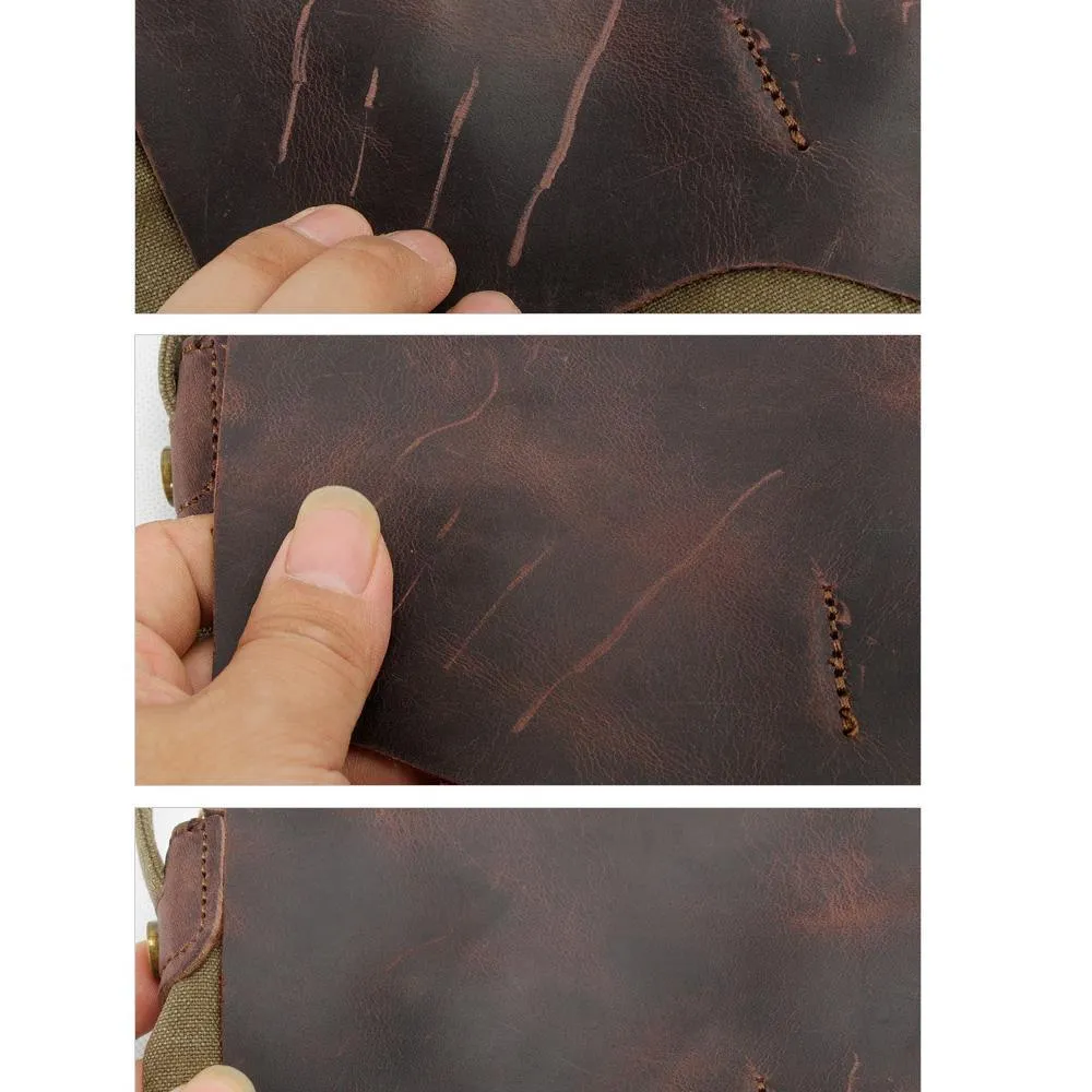 Vintage Crazy Horse Leather Backpack for 17 Inch Laptop